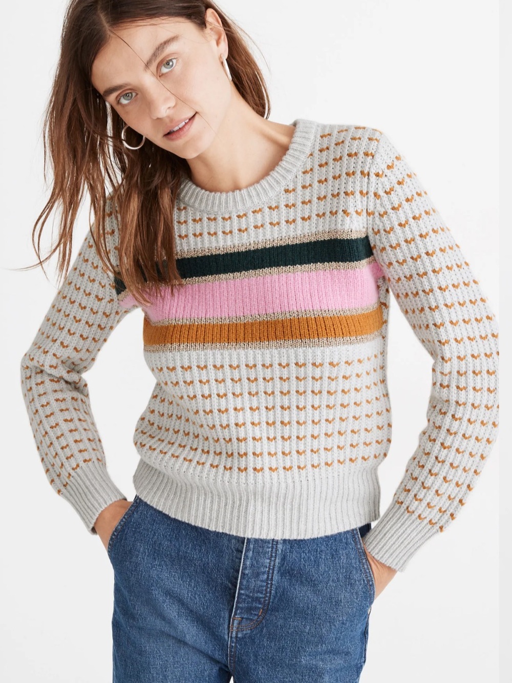 MADEWELL STRIPED BARFIELD SWEATER